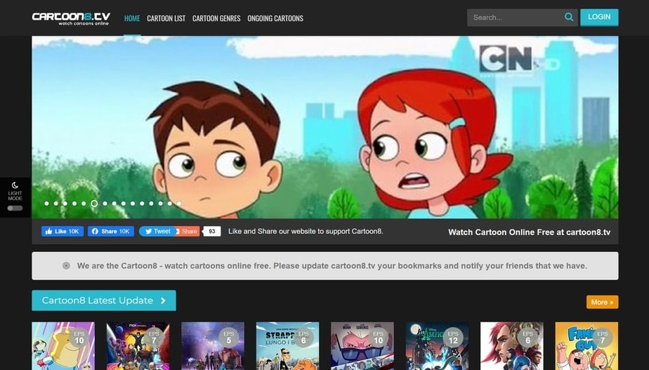 sitio web de dibujos animados
